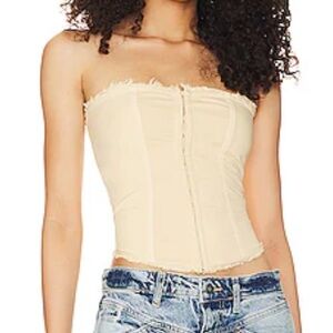 Free People just a minute peach Cream Strapless corset tube Top S